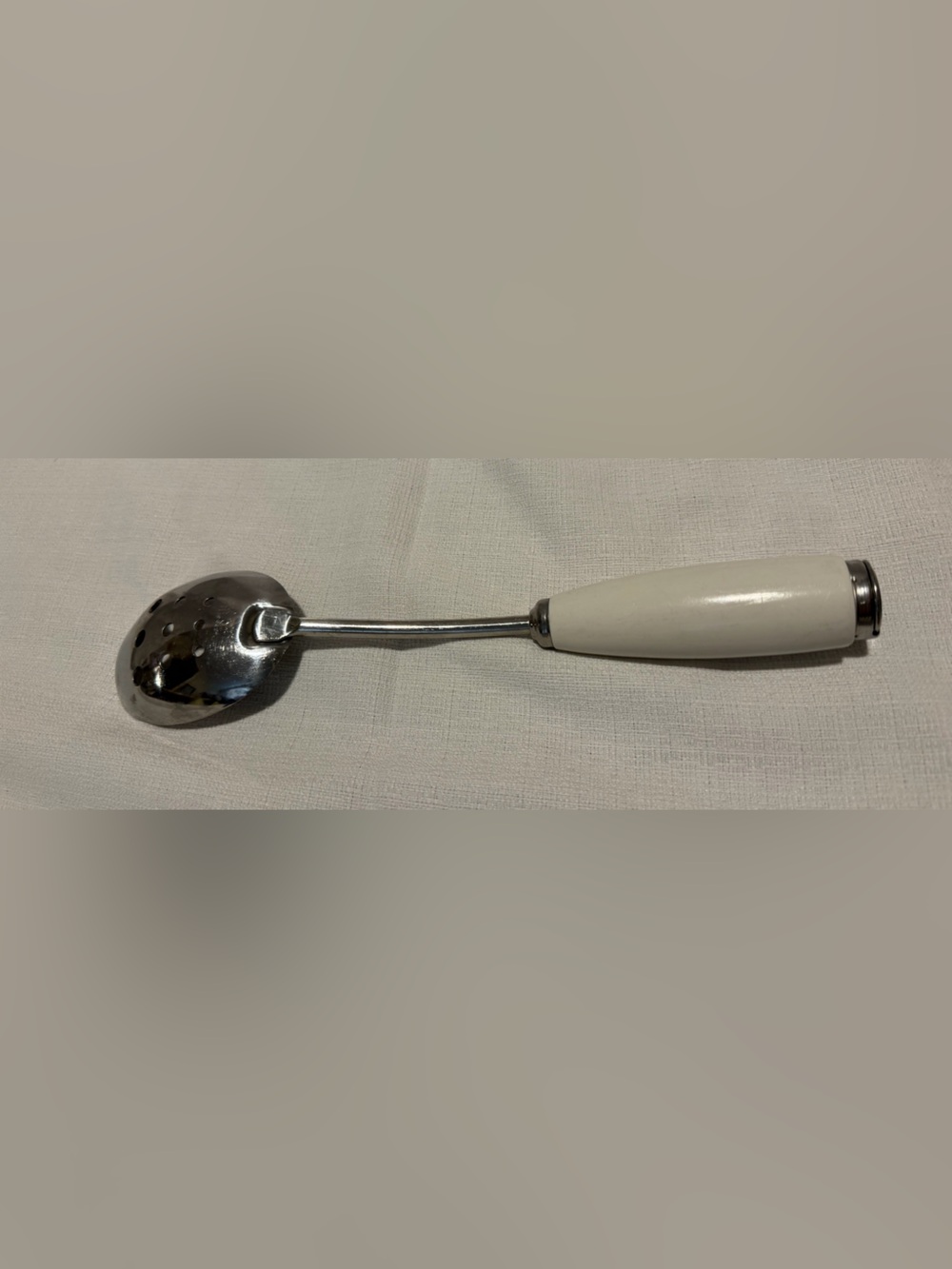 Vintage Corningware White Handle Stainless Steel Slotted ServingSpoon kitchen - Picture 2 of 7